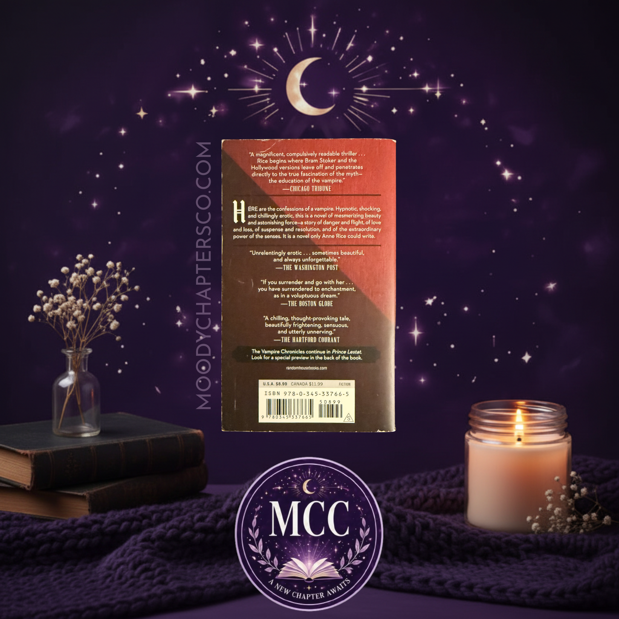 Interview With the Vampire by Anne Rice — back cover showing synopsis and ISBN