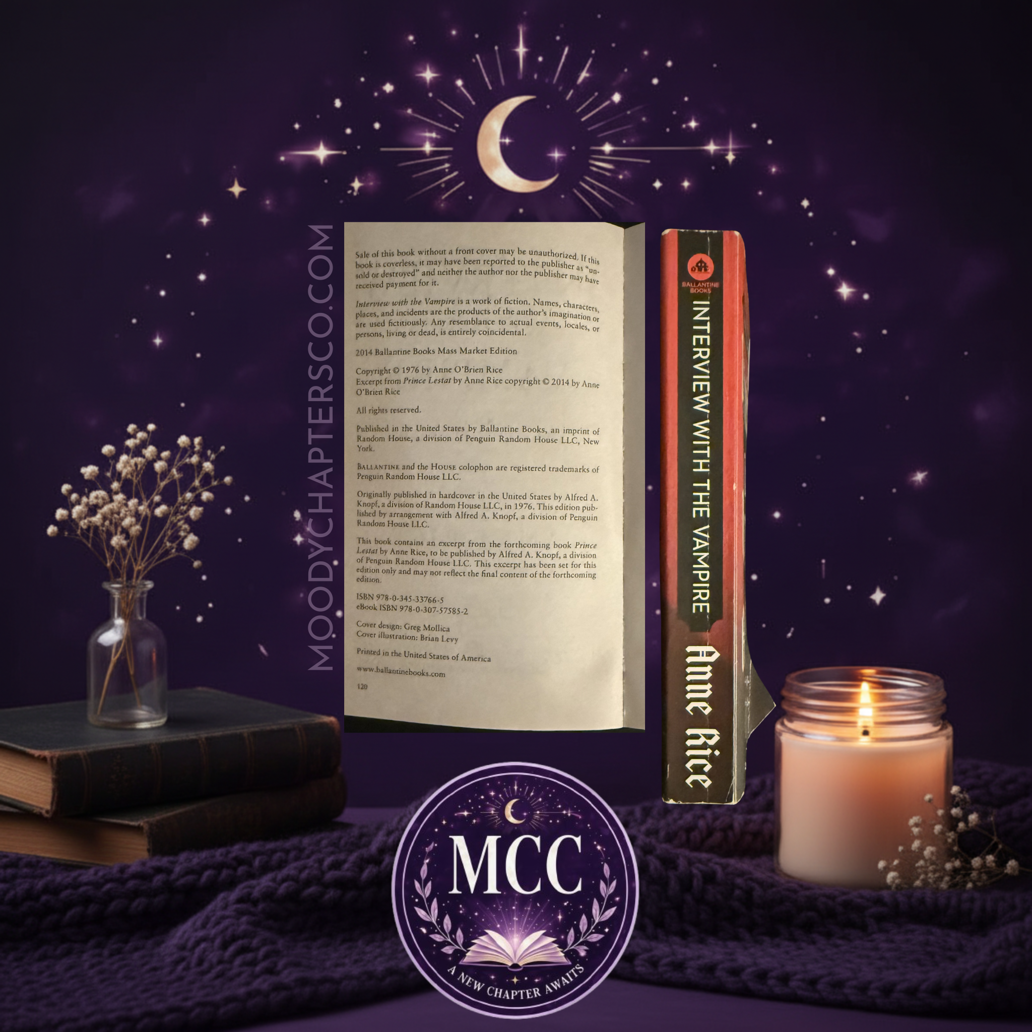 Interview With the Vampire by Anne Rice — spine and copyright page, 2014 Ballantine Books Mass Market Edition